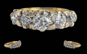 Ladies 18ct Gold Five Stone Diamond Set Ring, not marked tests gold 18ct.