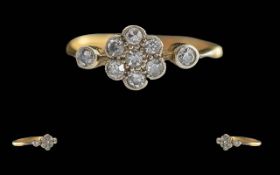 Ladies Antique Period 18ct Gold Petite Diamond Set Ring, circa 1910, of pleasing form and design.