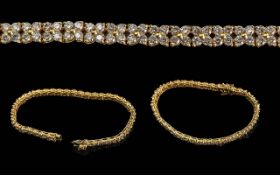 Ladies Pleasing Quality 18ct Gold Diamond Set Line Bracelet.