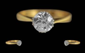 Ladies Pleasing Quality 14 Carat Gold Single Stone Diamond Set Ring full hallmark to interior of