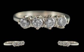 Ladies 18ct White Gold 4 Stone Diamond S