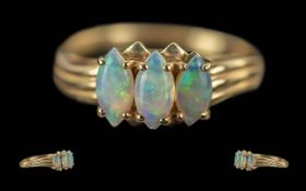 Ladies 14ct Gold 3 Stone Opal Set Ring,
