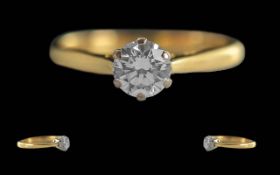 Ladies 18ct Gold Single Stone Diamond Se