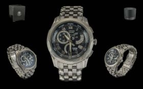 Citizen - Eco Drive Gents Steel Cased Perpetual Calendar Chronograph Wrist Watch. Features Water