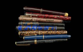 A Fine Collection of Vintage Fountain Pens, All with 14ct Gold Nibs. Various Makes ( 8 ) Pens In