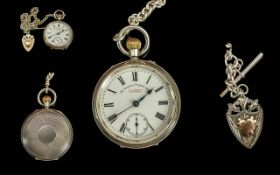The ' Britannia ' English Lever J.G.Graves Sheffield Sterling Silver Keyless Open Faced Pocket