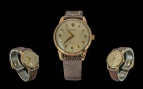 Rolex - Precision Gents 9ct Gold Manuel Wind Wrist Watch. c.1960's. With Excellent Dial, Gold