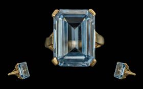 Ladies - Attractive 9ct Gold Single Stone Aquamarine Set Ring, Full Hallmark to Interior of Shank.