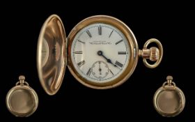 American Watch Company Waltham - Gold Filled Keyless Full Hunter Pocket Watch, Guaranteed to be of