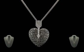 Ladies - Fine 18ct White Gold ' Arrow Through The Heart ' Pendant And Necklace, The Heart Shape
