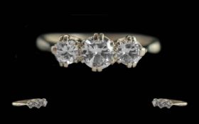 Ladies Platinum 3 Stone Diamond Set Ring, Marked Platinum to Interior of Shank. The 3 Faceted