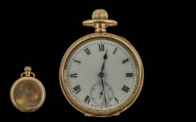 Swiss Made 1930's Gold Filled Good Quality Keyless Open Faced Pocket Watch, Guaranteed to be of