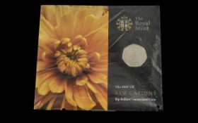 Royal Mint The 2009 United Kingdom ' Kew Gardens ' 50 Pence Brilliant Uncirculated Coin, With Sealed