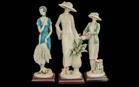 Guiseppia Armani Trio of Handpainted Resin Elegant Ladies, 1. 'Madelaine' 14'' - 35 cm high, 2. '