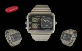 Omega Seamaster CAL 1611, Chrono Quartz digital stainless steel wrist watch, circa 1976 with service