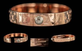 Louis Vuitton Interest - Ladies Louis Vuitton Nanogram Cuff Bangle In Pink Gold Plate, With Louis