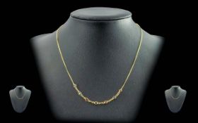 Ladies Attractive 18ct Gold Gem Set Necklace - Marked 750 (18ct) Set With Rubies, Sapphires &