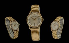 Mappin & Webb Gents 9ct Gold Cased Automatic Wrist Watch. c.1960's. Features Silvered Pearl Coloured