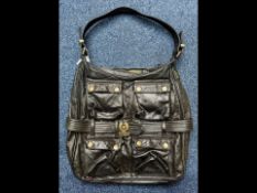 Belstaff Bag. Original Leather Belstaff Bag, 4 Studded Pockets to Front with Belstaff Belt to