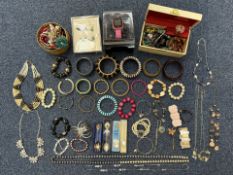 Box of Miscellaneous Collectibles, including silver plated teaspoons, jewellery box and contents,