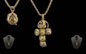 9ct Gold and Silver Masonic Ball - Attached to a 9ct Gold Belcher Chain. Both Marked 9ct. The