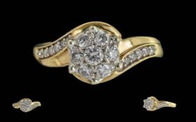 Ladies 18ct Gold Diamond Set Ring, Not Marked but Tests High Ct Gold. Well Matched Diamonds of
