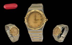 Omega - Gents Constellation 18ct Gold and Steel Chronometer Automatic Wrist Watch. Features