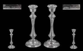 Queen Elizabeth II Impressive Pair of Large Sterling Silver Candlesticks. Hallmark for Birmingham