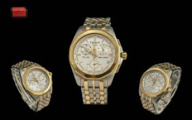 Tissot - 1853 Gents Heavy Steel and Gold Tone Chronograph Wrist Watch. D862-962 Case Number,