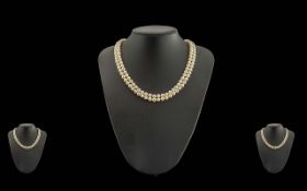 Ladies - Excellent Quality 1960's Double Strand Pearl Necklace with 9ct Gold Pearl and Garnet Set