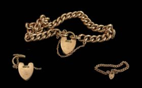 Antique Period - Pleasing Ladies 9ct Gold Curb Bracelet, All Links Stamped, Excellent Warm