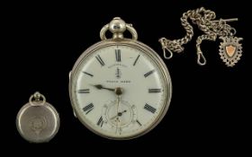 John Forrest - Excellent Sterling Silver Open Faced Key-wind Pocket Watch. Hallmark London 1889,