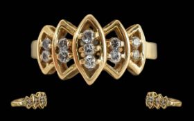 Ladies - Pleasing 18ct Gold Diamond Set Fashion Ring, Marked 750 - 18ct to Shank, Set with 11