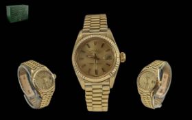 Rolex - Ladies President 18ct Gold Oyster Perpetual Date-Just Chronometer Wrist Watch. Cal 2035.