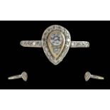 Ladies Excellent 18ct White Gold Diamond Set Dress Ring, hallmark to interior of shank, the pear