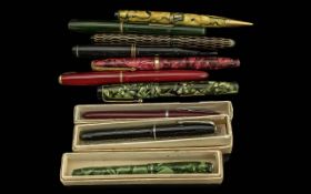 A Fine Collection of Vintage Fountain Pens ( 10 ) In Total, 3 With Boxes. Comprises 3 Conway Stewart