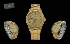 Omega - Geneve Gents Gold on Steel Automatic Wrist Watch with Champagne Dial, Just-Date Display