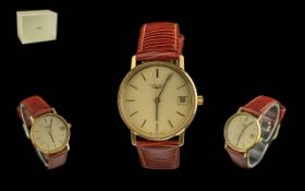 Longines - Gents Stylish Gold on Steel Quartz Wrist Watch. Features Just-Date Display Window, Gold