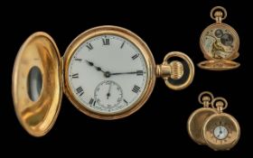Swiss Made - Good Quality 10ct Gold Filled Full Hunter Key-less Pocket Watch, Guaranteed to be of