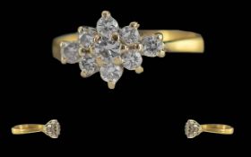 Ladies Attractive 18ct Gold Diamond Set Dress Ring. Full Hallmark to Interior of Shank. The Well