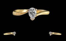 Ladies Excellent Quality 18ct Gold Single Stone Diamond Set Ring, Full Hallmark to Interior of