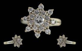 Ladies - Pleasing 18ct White Gold Diamond Set Cluster Ring, Marked 18ct to Interior of Shank, The