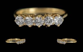 Ladies - Excellent Quality 14ct Gold 5 Stone Diamond Set Ring, Marked 14ct to Shank, The 5 Well
