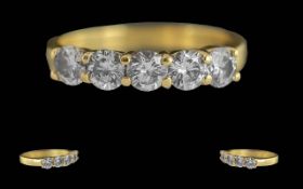 Ladies Pleasing 18ct Gold 5 Stone Diamond Set Ring marked 18ct to inside of the shank. The 5 well