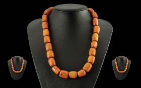 A Fine Quality Early 20th Century Butterscotch Beaded Necklace, Well Matched Pleasing Colour. Length