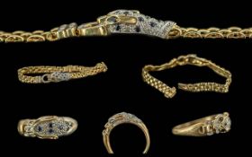 Ladies 9ct Gold - Leopards Head Diamond