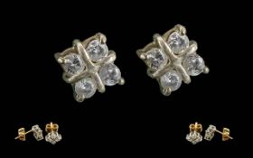 Ladies Pair of Fine Square Shaped Earrin