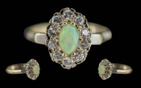 Ladies 18ct White Gold Opal - Diamond Se