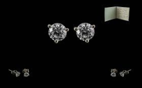 ' Hearts of Fire ' Ladies Excellent Quality 18ct Gold Pair of Diamond Stud Earrings,