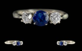 Ladies - Fine Quality Platinum 3 Stone Diamond Set Ring. Marked Platinum to Interior of Shank.